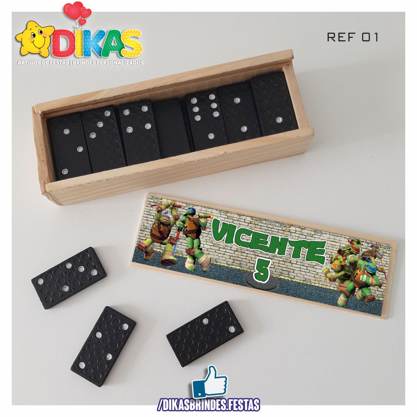 DOMINÓ C/ CAIXINHA PERSONALIZADA - TARTARUGAS NINJA