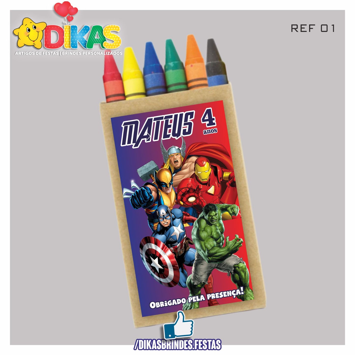 CAIXA DE LÁPIS DE CERA PERSONALIZADA - AVENGERS