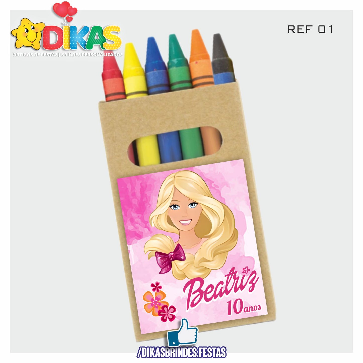 CAIXA DE LÁPIS DE CERA PERSONALIZADA - BARBIE