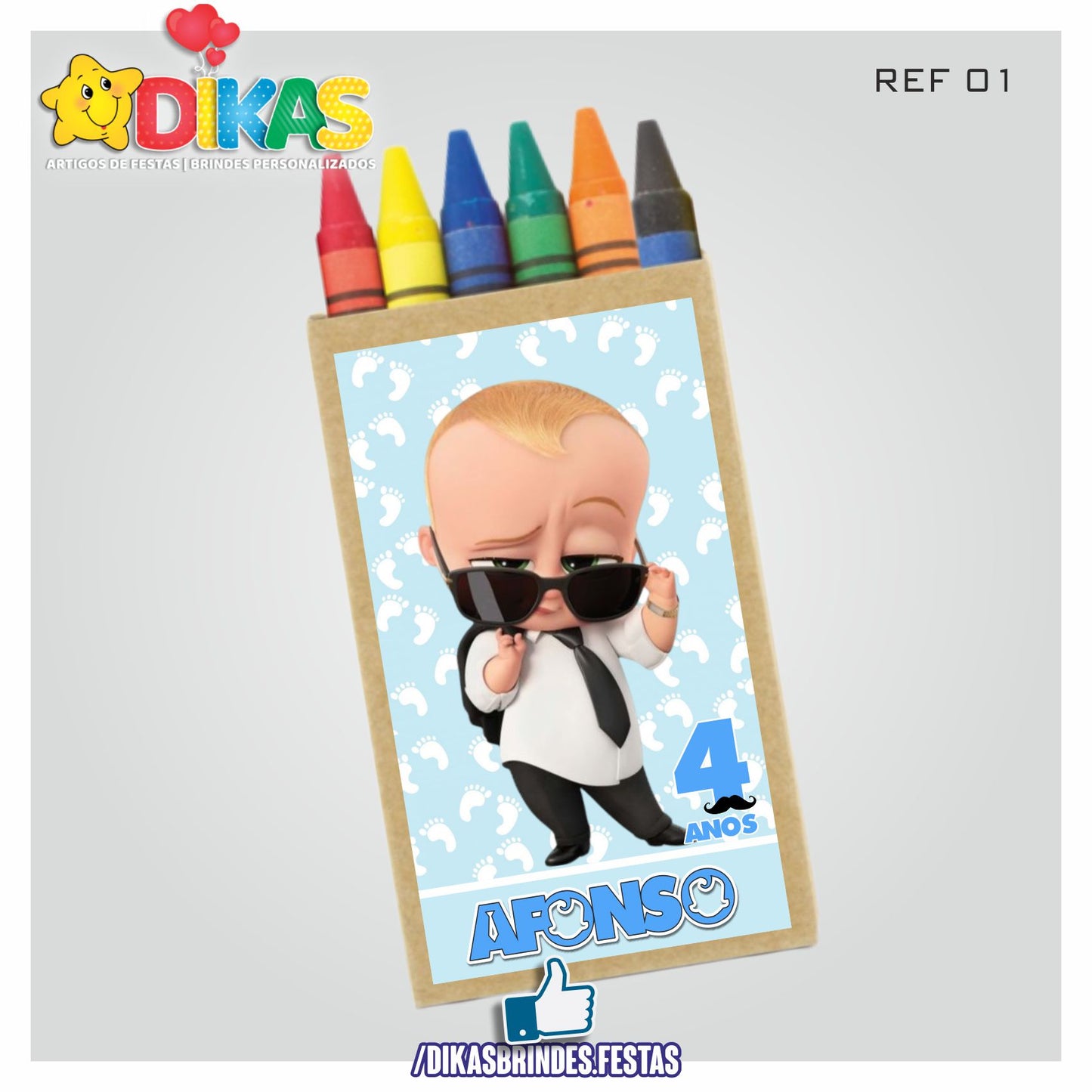 CAIXA DE LÁPIS DE CERA PERSONALIZADA - BOSS BABY