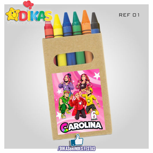 CAIXA DE LÁPIS DE CERA PERSONALIZADA - GRUPO DOS ROSA