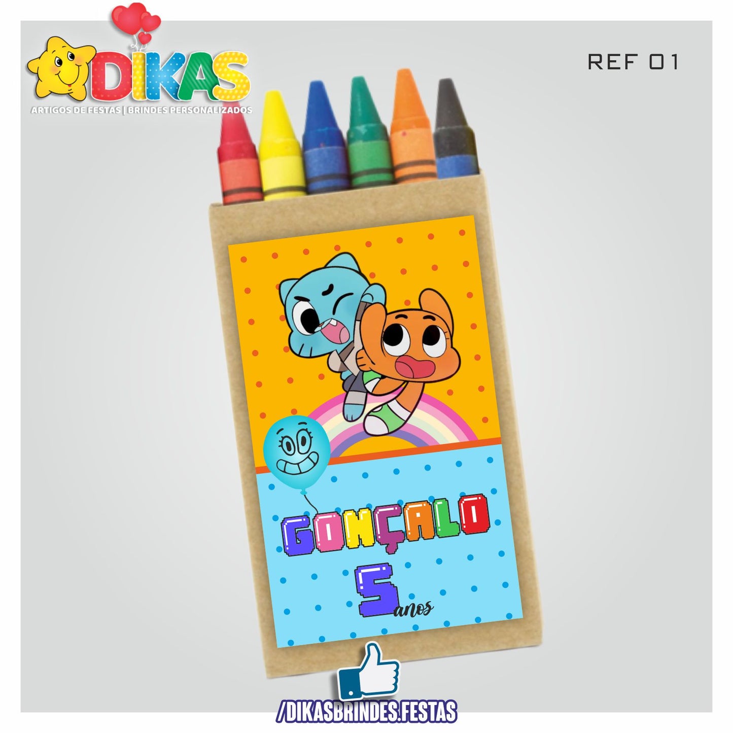 CAIXA DE LÁPIS DE CERA PERSONALIZADA - GUMBALL