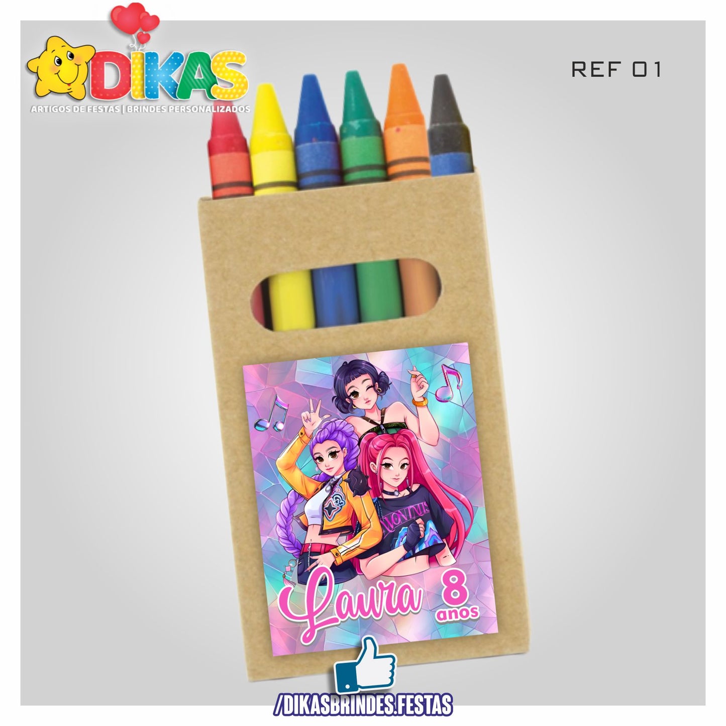 CAIXA DE LÁPIS DE CERA PERSONALIZADA - GUERREIRAS DO K-POP