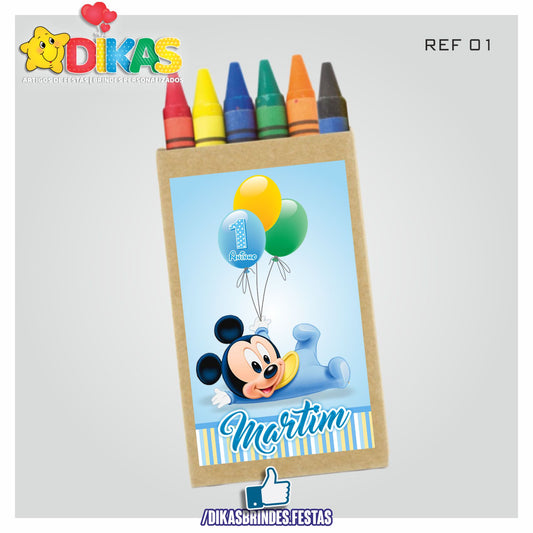 CAIXA DE LÁPIS DE CERA PERSONALIZADA - MICKEY BABY