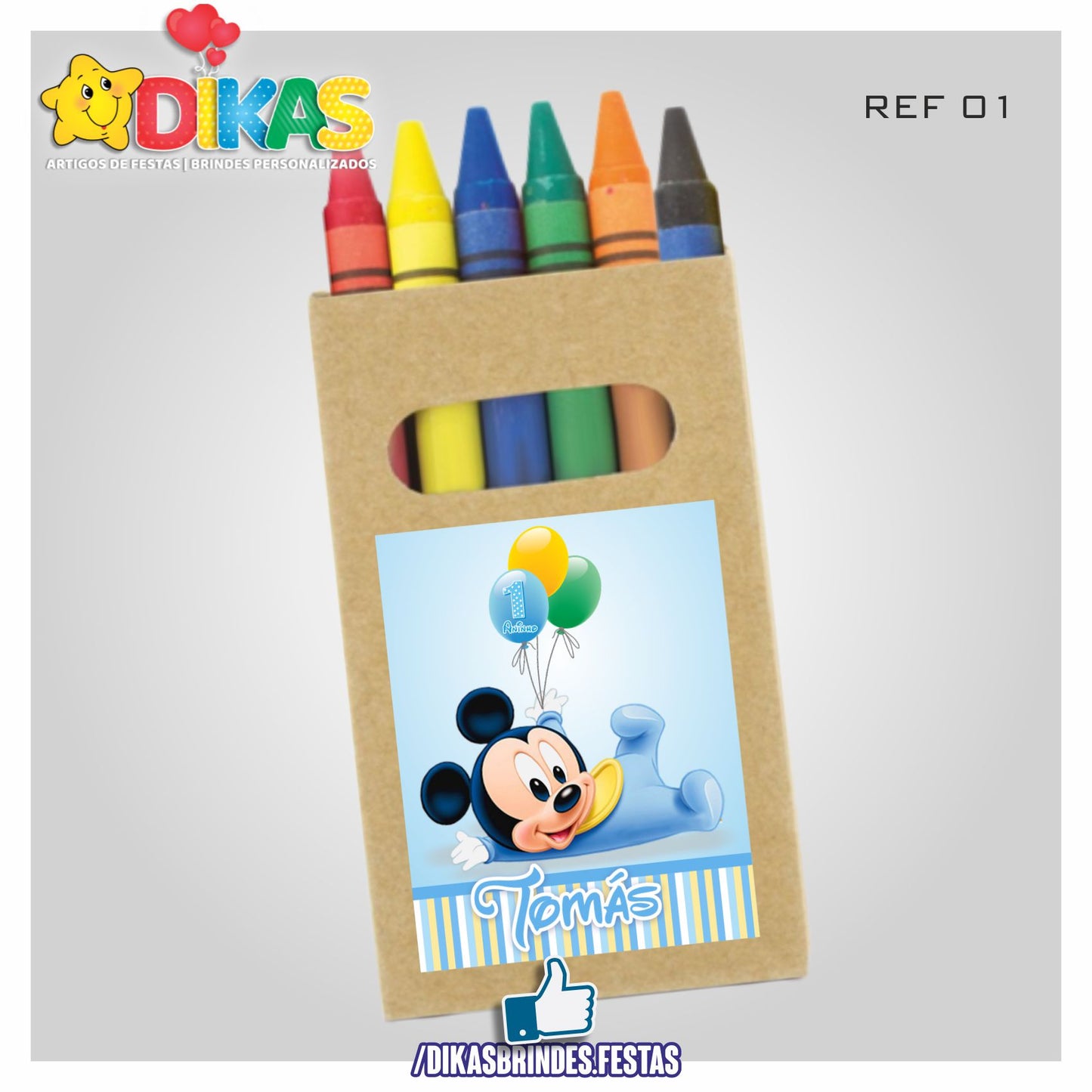 CAIXA DE LÁPIS DE CERA PERSONALIZADA - MICKEY BABY