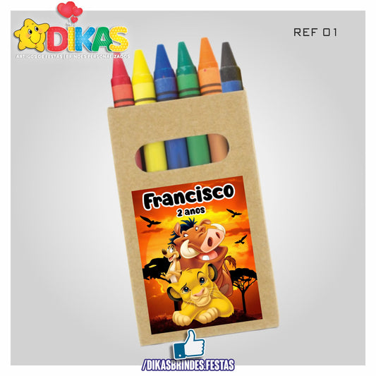 CAIXA DE LÁPIS DE CERA PERSONALIZADA - REI LEÃO