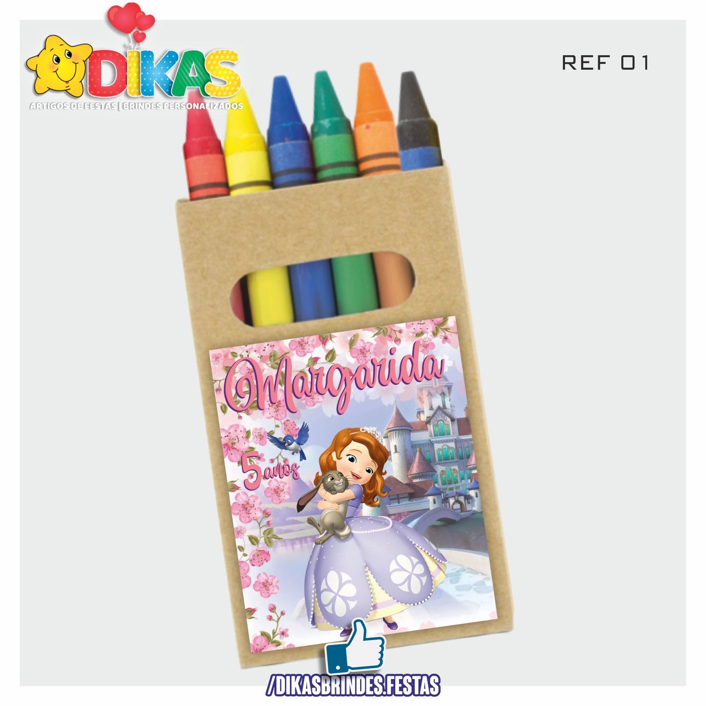 CAIXA DE LÁPIS DE CERA PERSONALIZADA - PRINCESA SOFIA