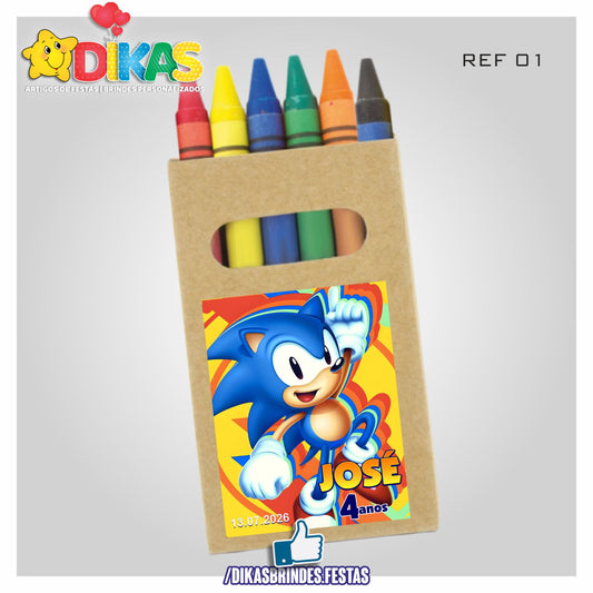 CAIXA DE LÁPIS DE CERA PERSONALIZADA - SONIC