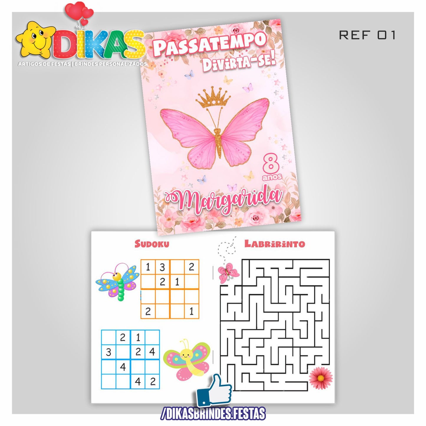 PASSATEMPO PERSONALIZADO - BORBOLETA / JARDIM ENCANTADO