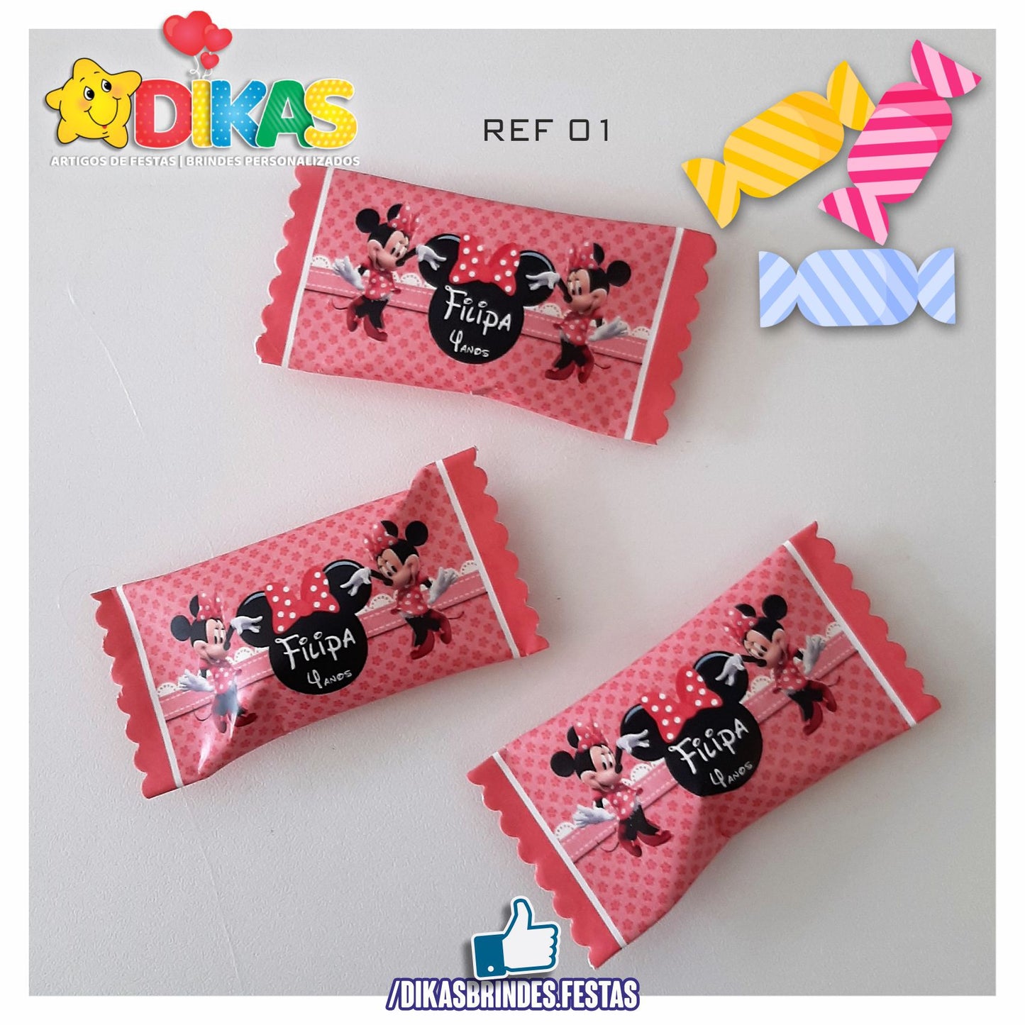 REBUÇADOS PERSONALIZADOS - MINNIE ROSA