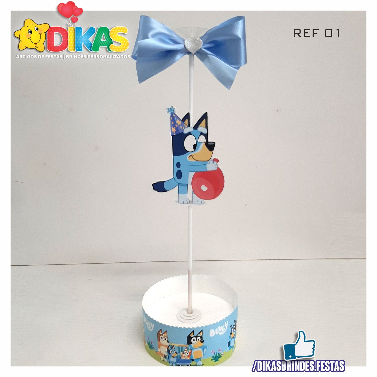 CENTRO DE MESA C/ SUPORTE P/ BALÃO - BLUEY
