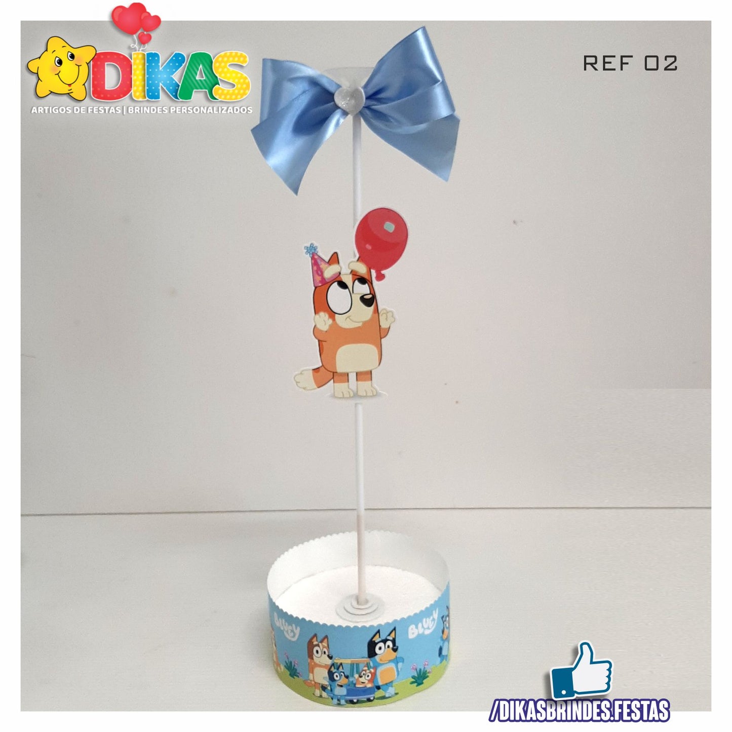 CENTRO DE MESA C/ SUPORTE P/ BALÃO - BLUEY
