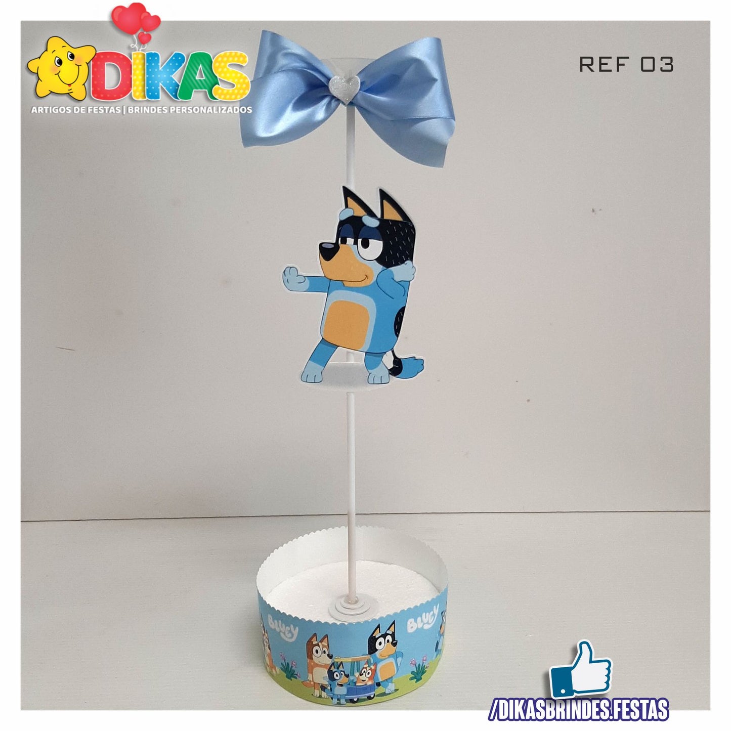 CENTRO DE MESA C/ SUPORTE P/ BALÃO - BLUEY