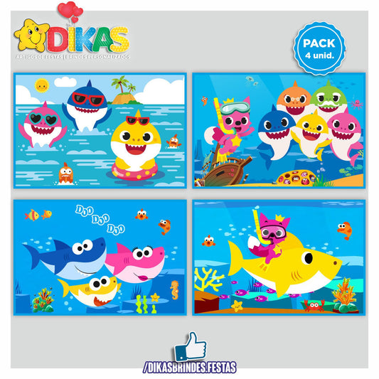 CARTAZES P/ DECORAÇÃO DE PAREDE - BABY SHARK