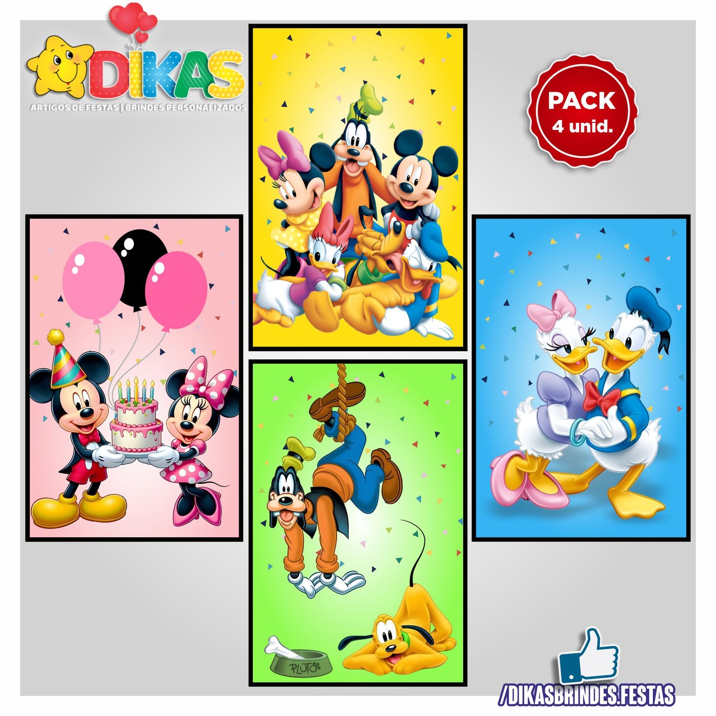 CARTAZES P/ DECORAÇÃO DE PAREDE - MICKEY E OS AMIGOS