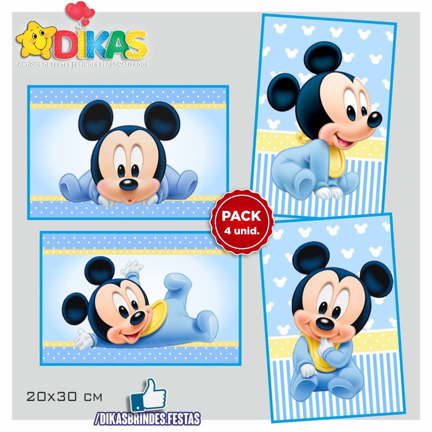 CARTAZES P/ DECORAÇÃO DE PAREDE - MICKEY BABY