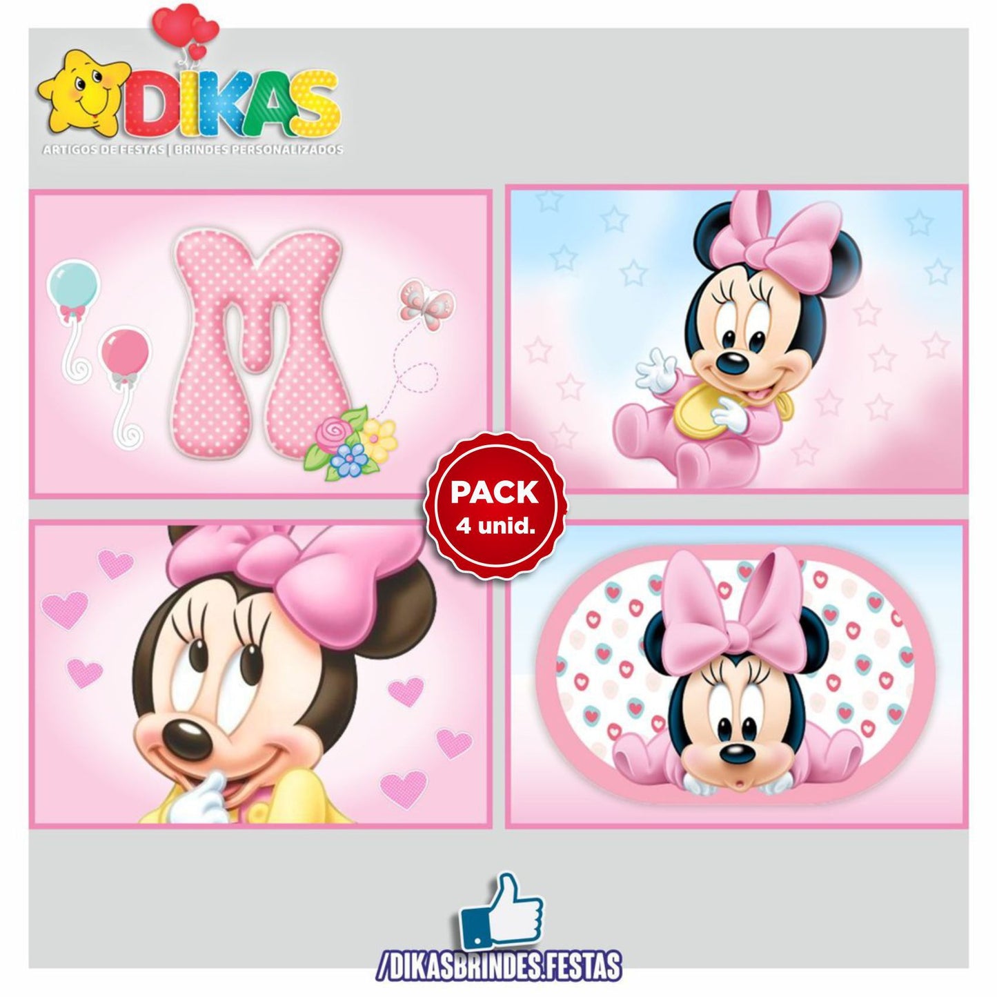 CARTAZES P/ DECORAÇÃO DE PAREDE - MINNIE BABY