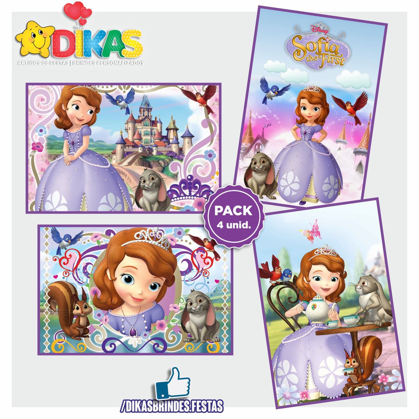 CARTAZES P/ DECORAÇÃO DE PAREDE - PRINCESA SOFIA