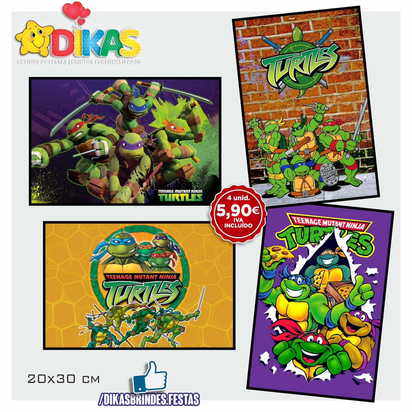 CARTAZES P/ DECORAÇÃO DE PAREDE - TARTARUGAS NINJA