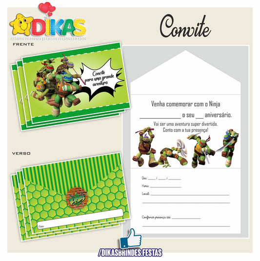 CONVITES DE ANIVERSÁRIO - TARTARUGAS NINJA