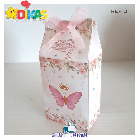 CAIXA "TIPO LEITE" PERSONALIZADA - BORBOLETA / JARDIM ENCANTADO