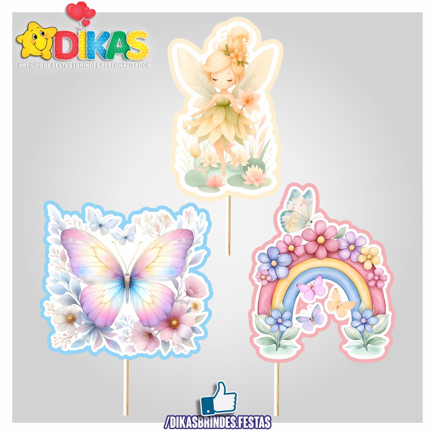 FIGURAS DECORATIVAS PARA BOLO - BORBOLETA / JARDIM ENCANTADO