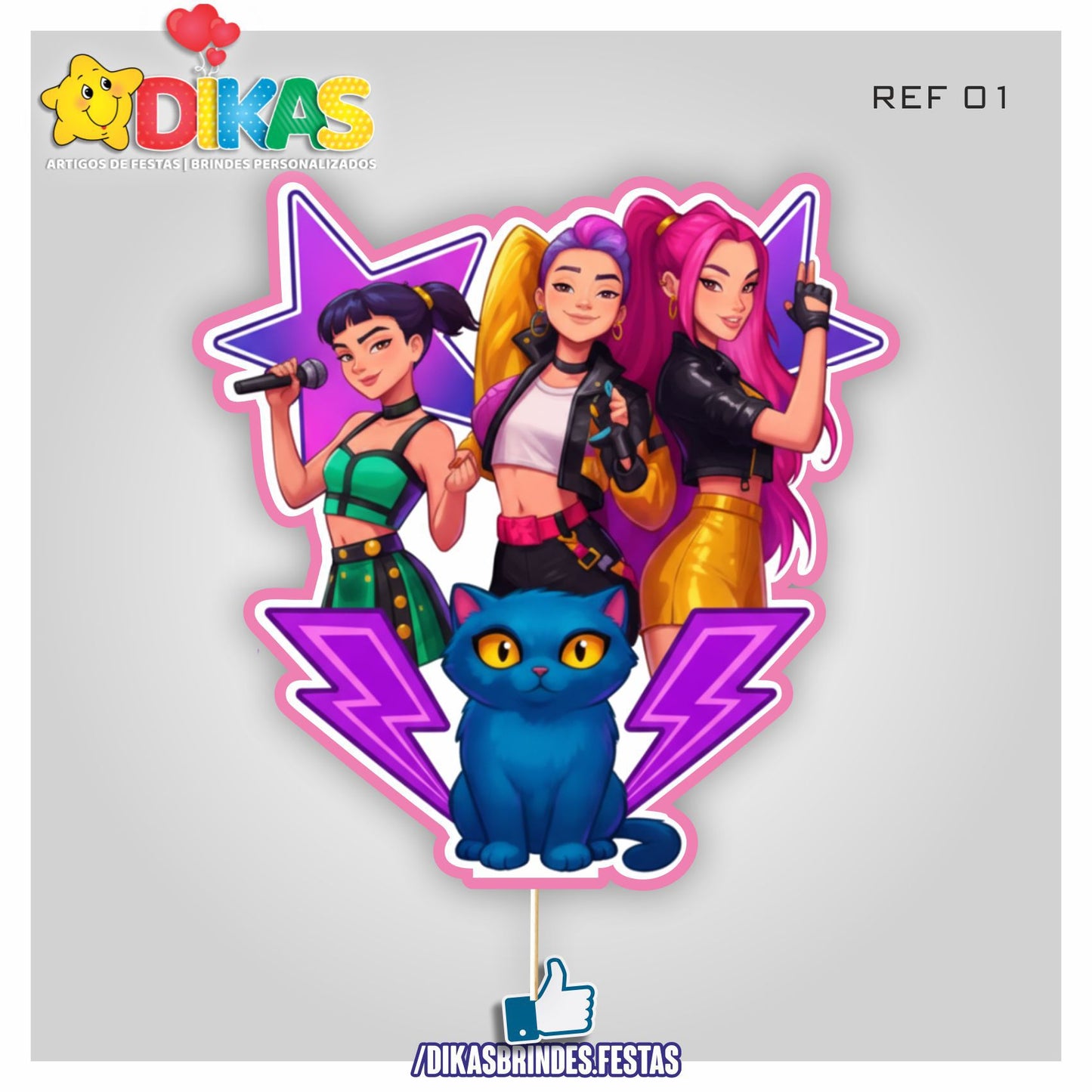 FIGURAS DECORATIVAS PARA BOLO - Guerreiras do K-POP