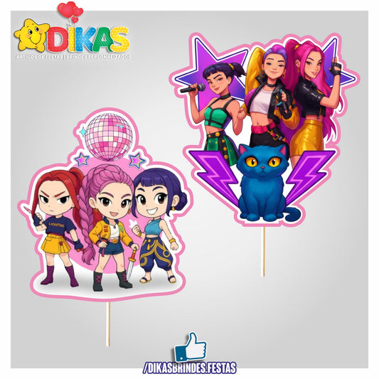 FIGURAS DECORATIVAS PARA BOLO - Guerreiras do K-POP