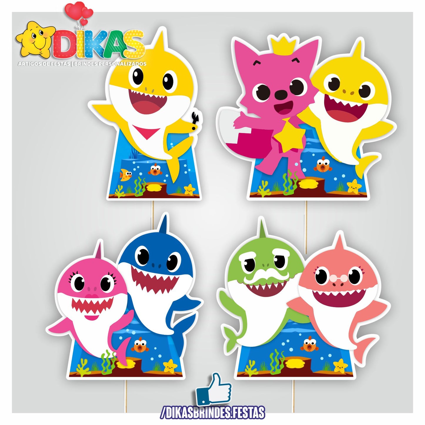 FIGURAS DECORATIVAS PARA BOLO - BABY SHARK