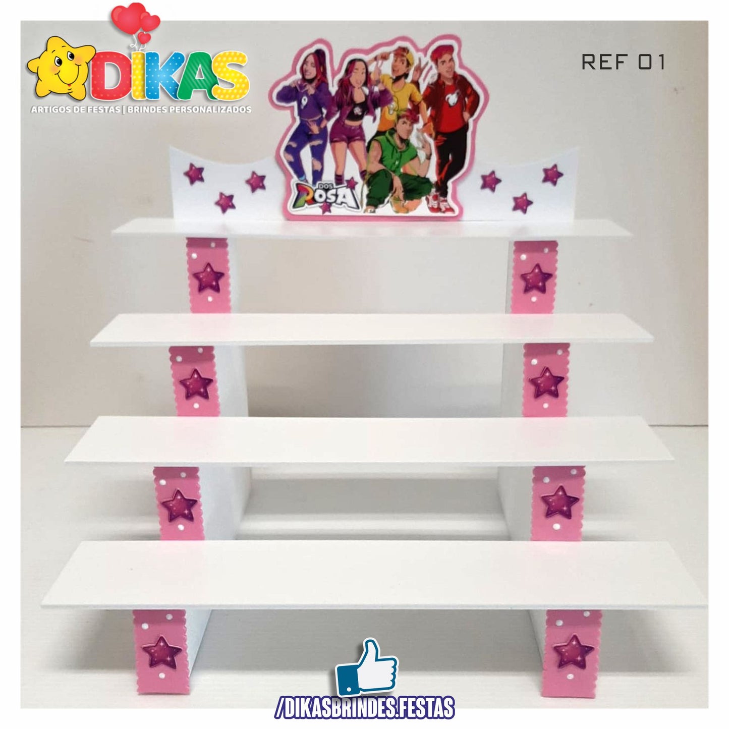 SUPORTE "ESCADOTE" PARA DOCES (4 DEGRAUS) - GRUPO DOS ROSA