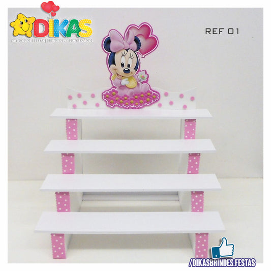 SUPORTE "ESCADOTE" PARA DOCES (4 DEGRAUS) - MINNIE BABY