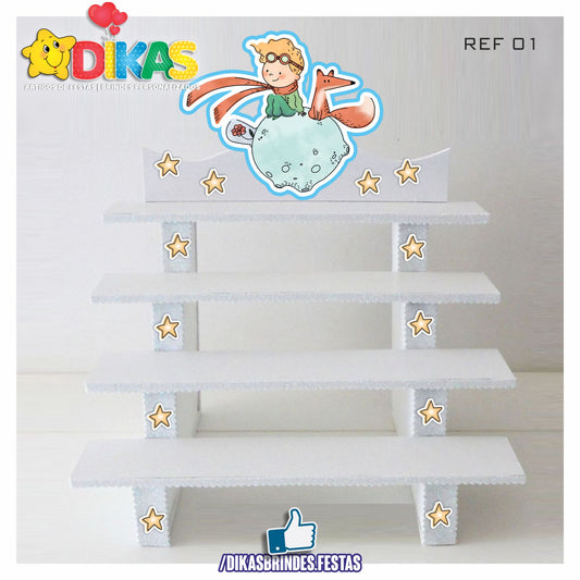 SUPORTE "ESCADOTE" PARA DOCES (4 DEGRAUS) - PEQUENO PRÍNCIPE