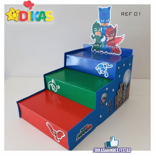 SUPORTE "ESCADOTE" PARA DOCES (3 DEGRAUS) - PJMASKS