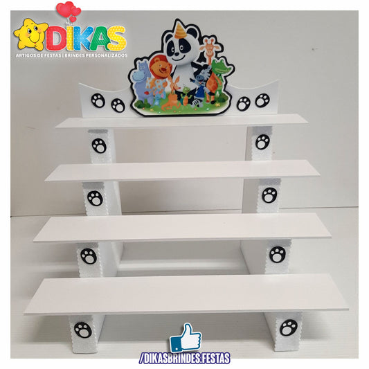 SUPORTE "ESCADOTE" PARA DOCES (4 DEGRAUS) - PANDA E OS AMIGOS