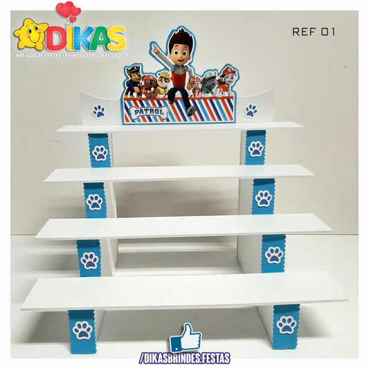 SUPORTE "ESCADOTE" PARA DOCES (4 DEGRAUS) - PATRULHA PATA