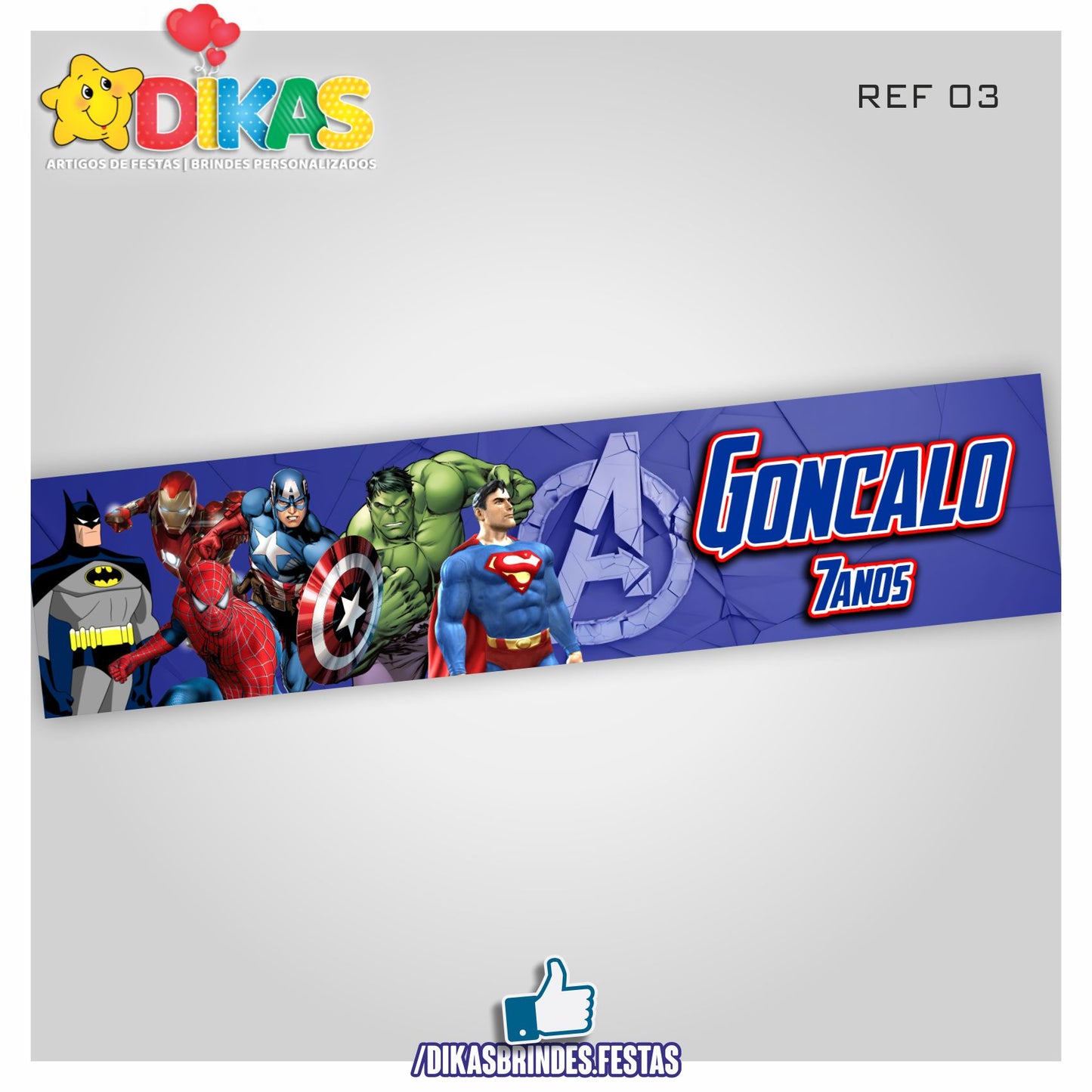 FAIXA TEMÁTICA E/OU PERSONALIZADA - AVENGERS