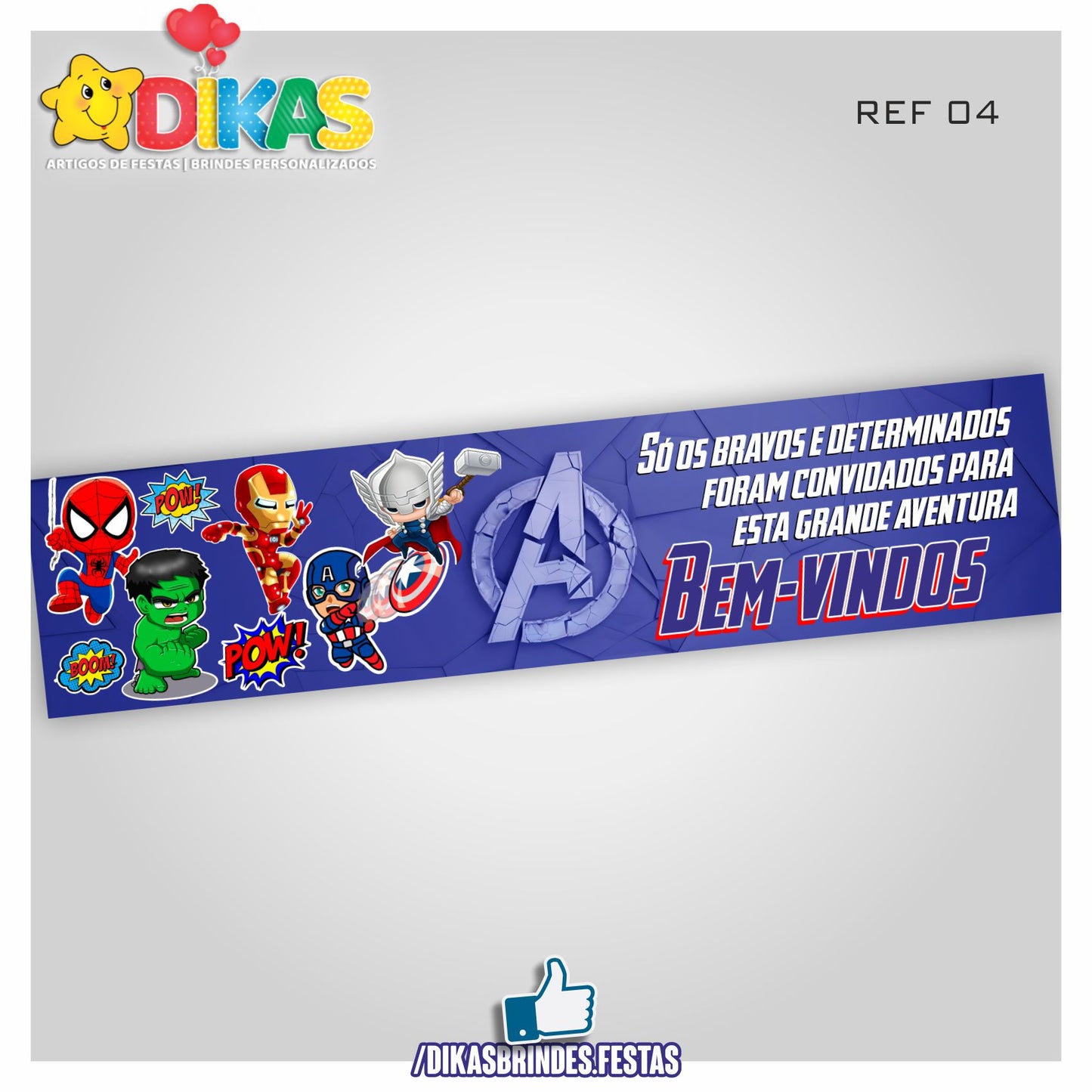 FAIXA TEMÁTICA E/OU PERSONALIZADA - AVENGERS
