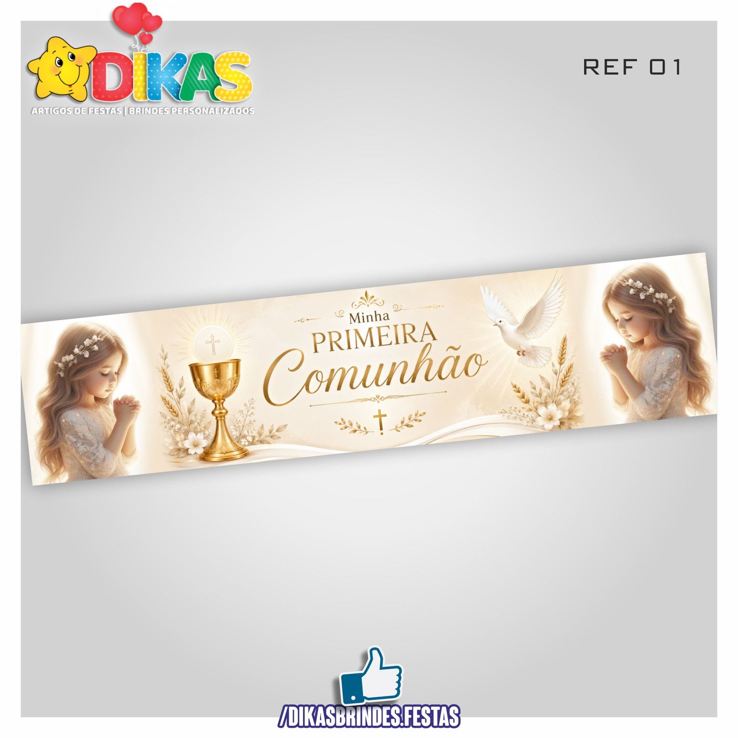FAIXA TEMÁTICA E/OU PERSONALIZADA - 1ª COMUNHÃO / CRISMA