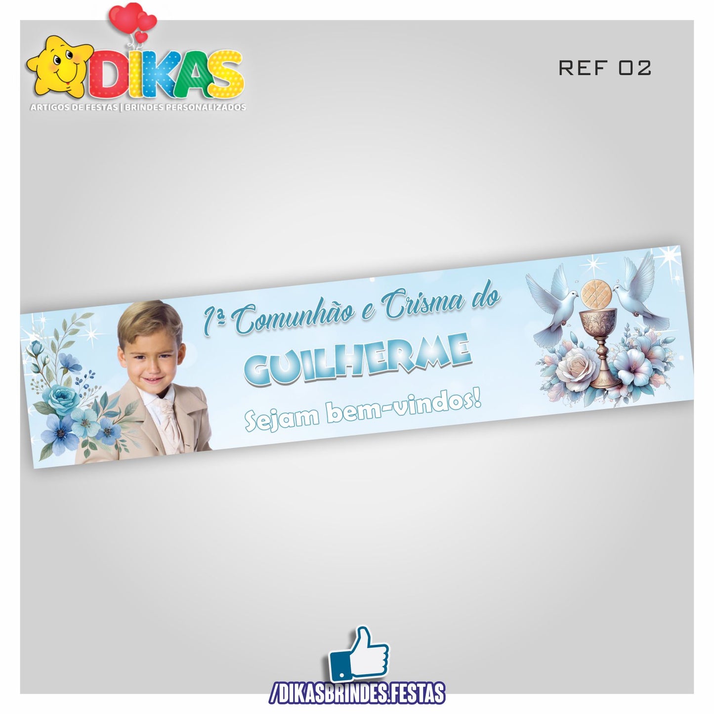 FAIXA TEMÁTICA E/OU PERSONALIZADA - 1ª COMUNHÃO / CRISMA