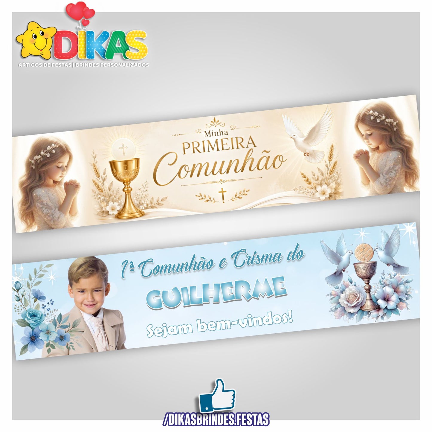 FAIXA TEMÁTICA E/OU PERSONALIZADA - 1ª COMUNHÃO / CRISMA