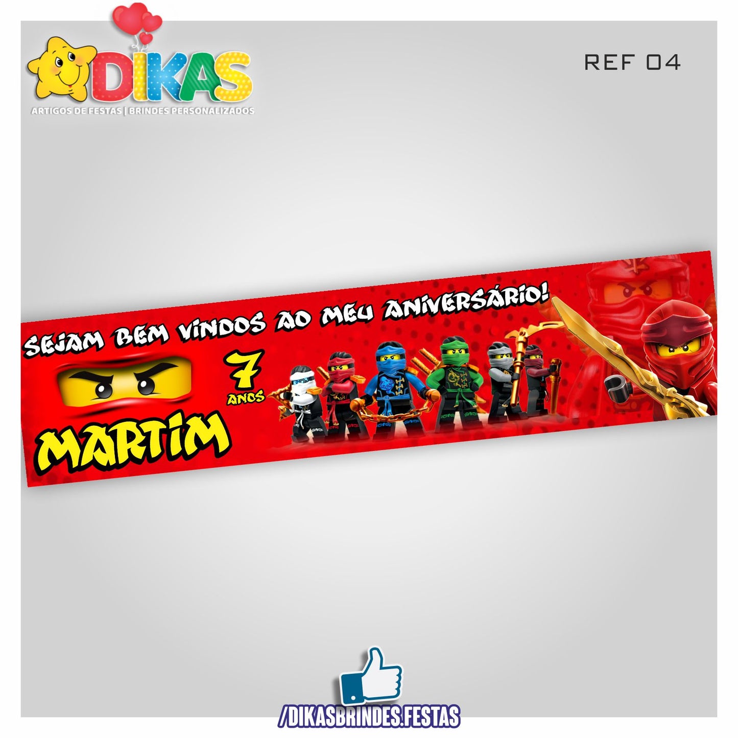 FAIXA TEMÁTICA E/OU PERSONALIZADA - NINJAGO