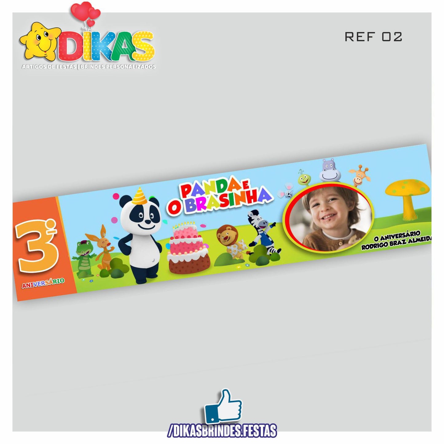 FAIXA TEMÁTICA E/OU PERSONALIZADA - PANDA E OS AMIGOS