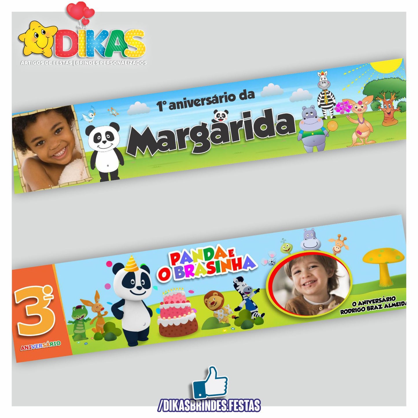 FAIXA TEMÁTICA E/OU PERSONALIZADA - PANDA E OS AMIGOS