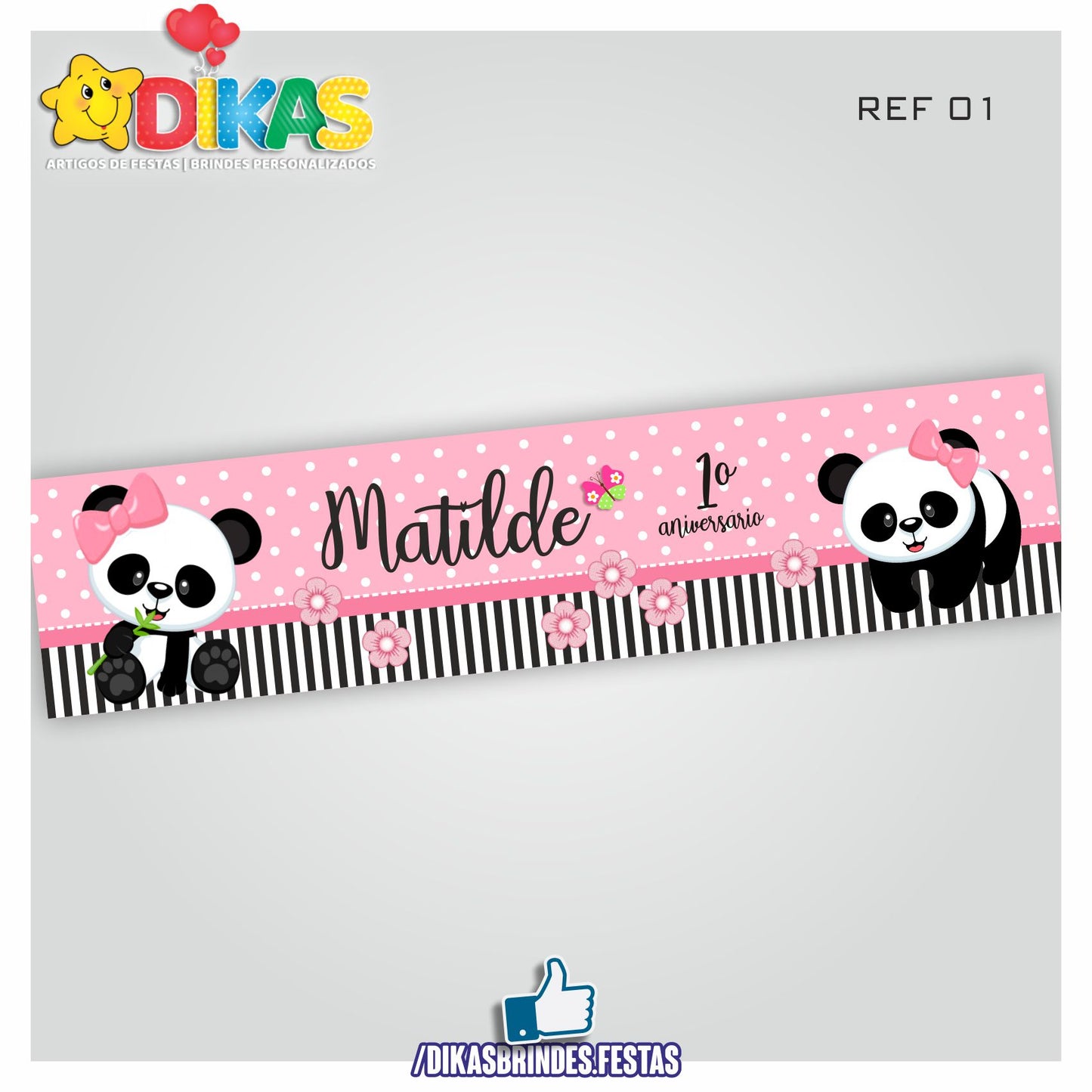 FAIXA TEMÁTICA E/OU PERSONALIZADA - PANDA BEBÉ