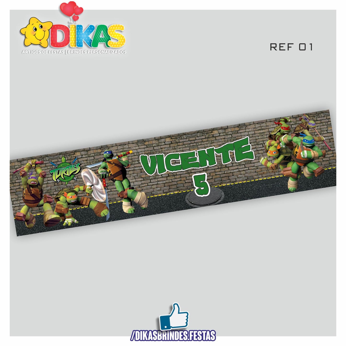 FAIXA TEMÁTICA E/OU PERSONALIZADA - TARTARUGAS NINJA