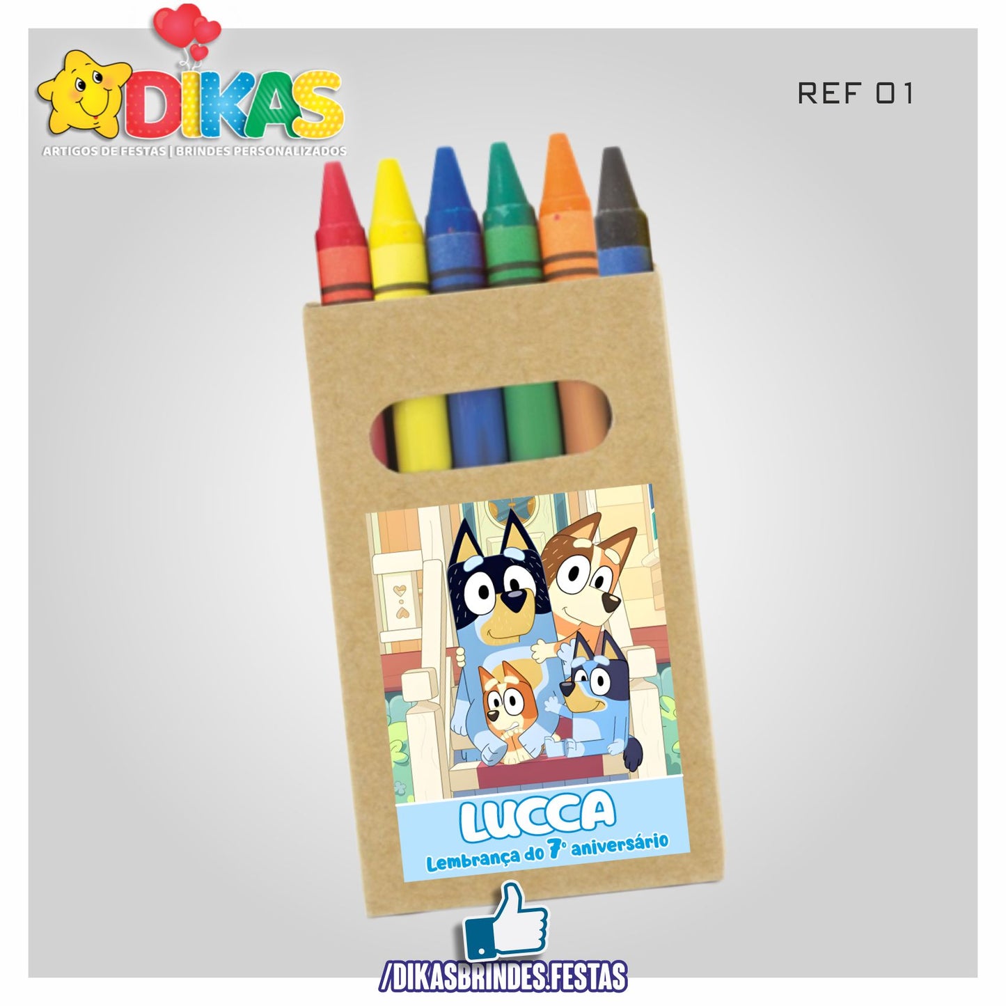 CAIXA DE LÁPIS DE CERA PERSONALIZADA - BLUEY