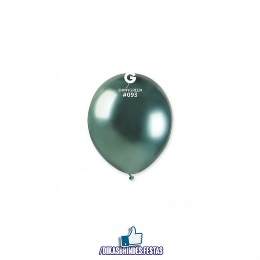 BALÃO LÁTEX CROMADO VERDE 5" - SACO COM 100