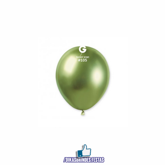 BALÃO LÁTEX CROMADO VERDE KIWI 5" - SACO COM 100