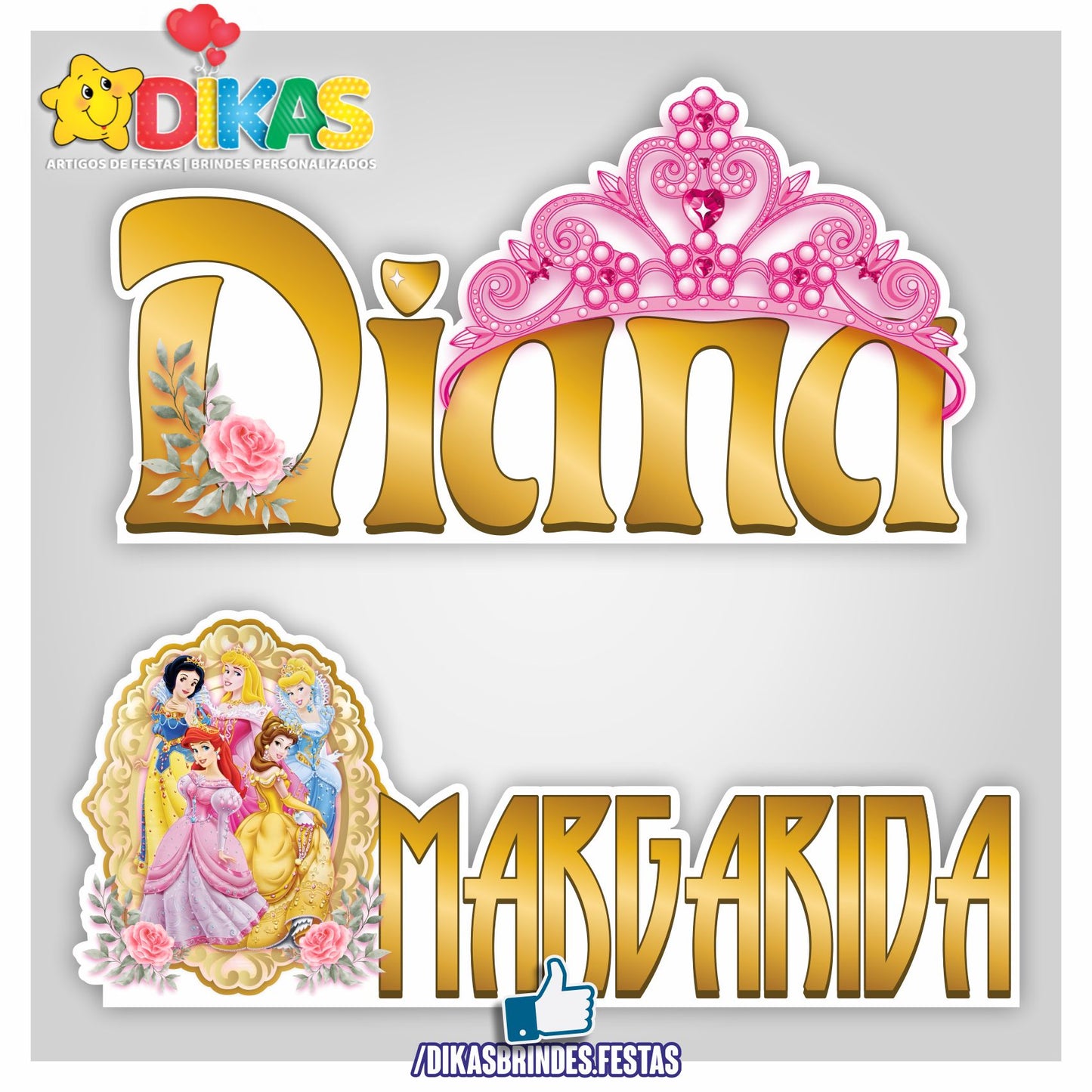 NOME DECORATIVO - PRINCESAS DISNEY