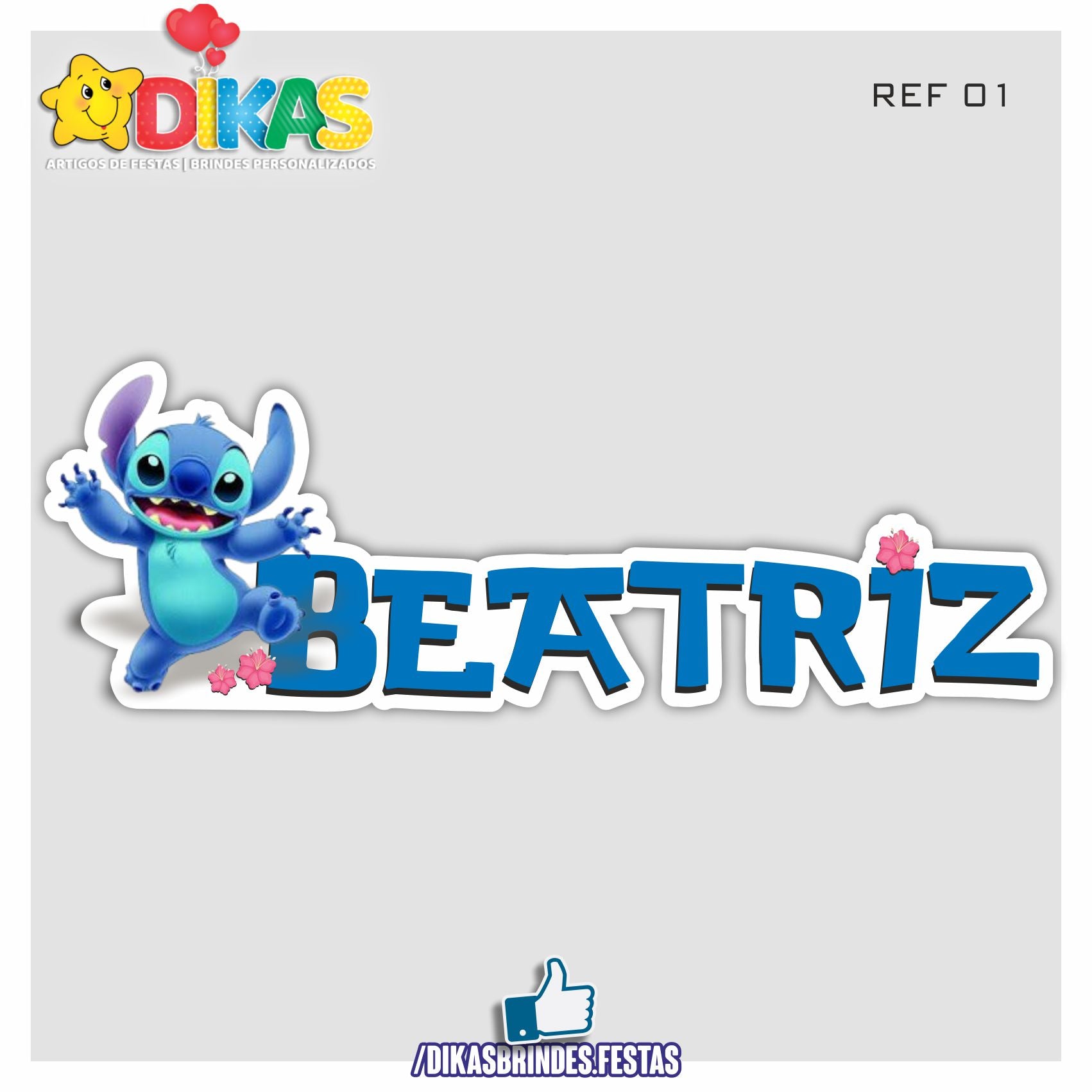 NOME DECORATIVO - STITCH – dikasbrindes